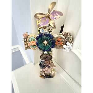 Vintage Floral Boho Costume Jewelry Wall Cross